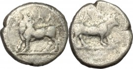 Bruttium, Laus. AR Triobol, c. 480-460 BC
