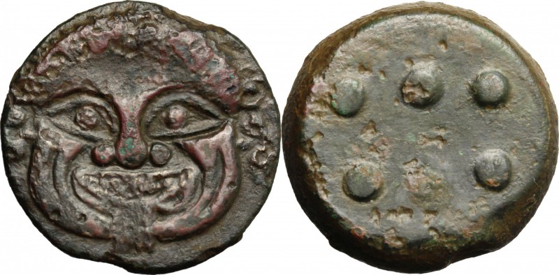Sicily. Himera. AE Hemilitron or Hexonkion, c. 425-409 BC. D/ Facing gorgoneion....