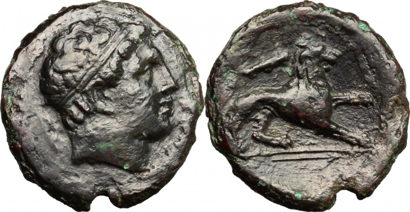 Sicily. Syracuse. Agathokles (317-289 BC). AE 24 mm., 295-289 BC. D/ Diademed he...