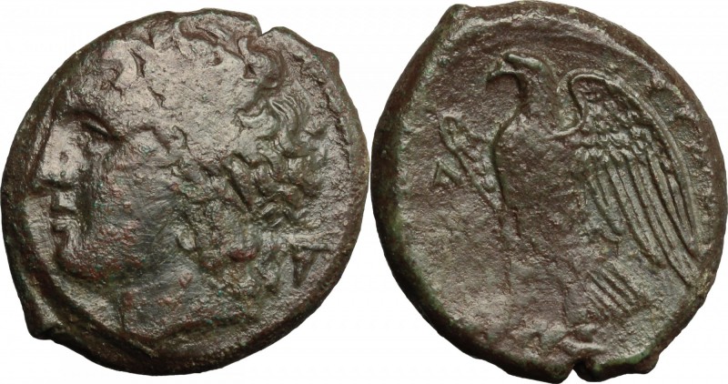 Sicily. Syracuse. Hiketas (287-278 BC). AE 25 mm. D/ Laureate head of Zeus Hella...