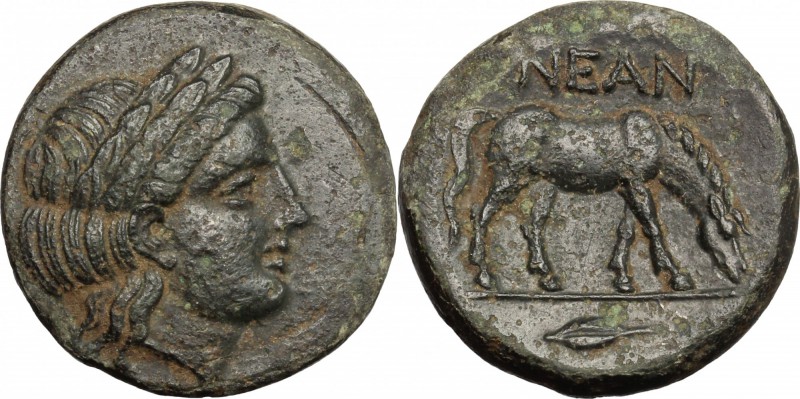 Greek Asia. Troas, Neandria. AE 20 mm. c. 350-300 BC. D/ Laureate head of Apollo...