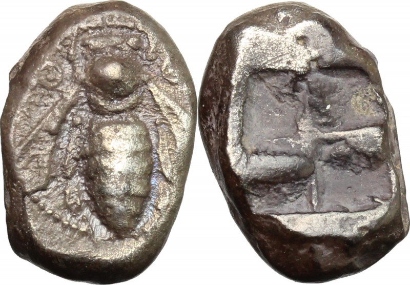 Greek Asia. Ionia, Ephesos. AR Drachm, 500-420 BC. D/ Bee with curved wings and ...