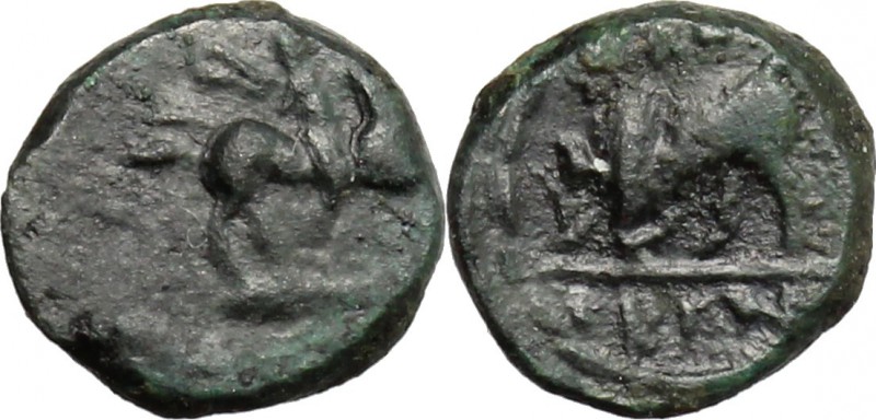 Greek Asia. Ionia, Magnesia. AE 8 mm. 4th-3rd century BC. D/ Horseman right. R/ ...