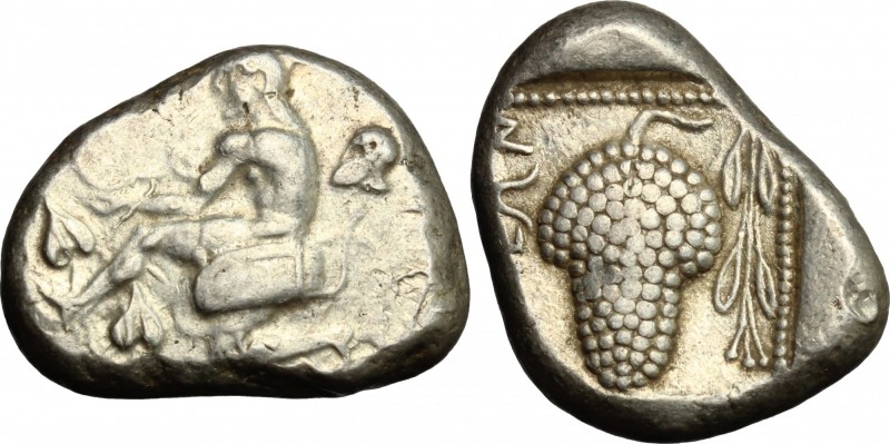 Greek Asia. Cilicia, Soloi. AR Stater, 425-400 BC. D/ Amazon, wearing bonnet wit...