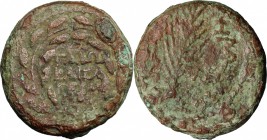 Judaea.  Herod Antipas (4-38 AD). AE quarter denomination, Tiberias mint