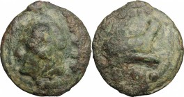 Janus/prow to right libral series.. AE Cast Quadrans, c. 225-217 BC