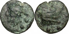 Janus/prow to right libral series.. AE Cast Sextans, c. 225-217 BC