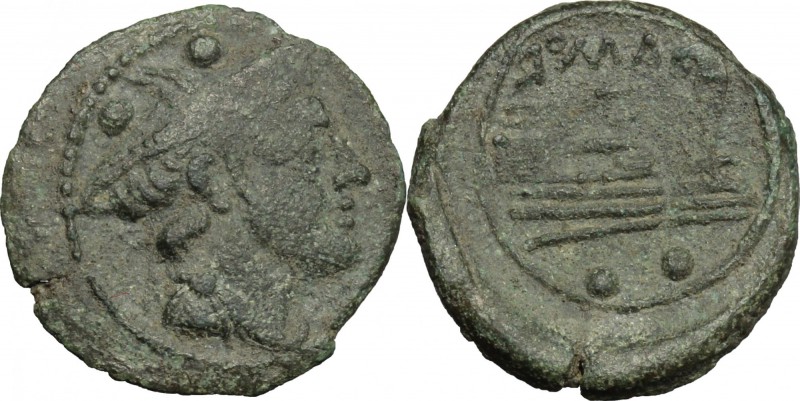 Sextantal series. AE Sextans, Sardinia, after 211 BC. D/ Head of Mercury right; ...