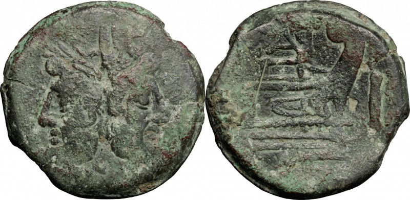 AN or AV series. AE As, 194-190 BC. D/ Laureate head of Janus; above, mark of va...