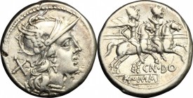 Cn. Domitius Ahenobarbus.. AR Denarius, 189-180 BC