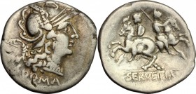C. Servilius M.f.. AR Denarius, 136 BC