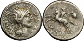 M. Sergius Silus.. AR Denarius, 116-115 BC