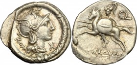 L. Torquatus.. AR Denarius, 113-112 BC