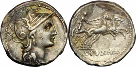 C. Claudius Pulcher.. AR Denarius, 110 or 109 BC