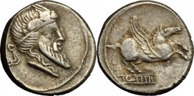 Q. Titius.. AR Denarius, 90 BC
