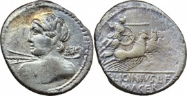 C. Licinius L.f. Macer. . AR Denarius, 84 BC