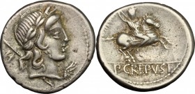 Pub. Crepusius.. AR Denarius, 82 BC