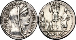 L. Aemilius Lepidus Paullus. . AR Denarius, 62 BC