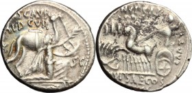M. Aemilius Scaurus and Pub. Plautius Hypsaeus. . AR Denarius, 58 BC