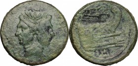Sextus Pompeius Magnus Pius.. AE As, c. 42-38 BC. Sicily