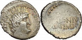 Mark Antony. AR Denarius, mint moving with M. Antony, 33 BC