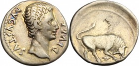 Augustus (27 BC-14 AD).. AR Denarius, Lugdunum mint, 11 BC