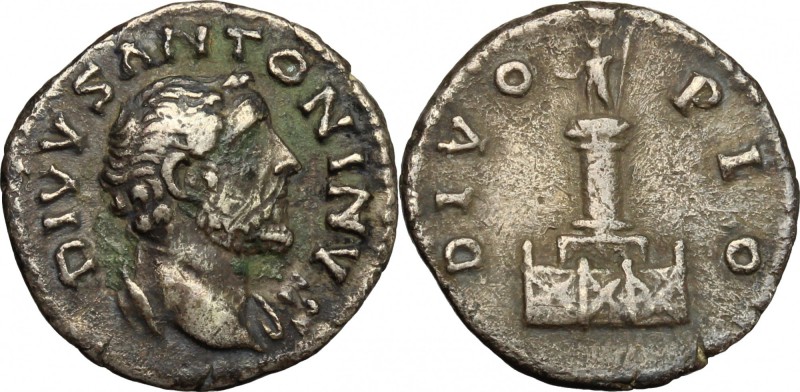 Antoninus Pius (138-161). AR Denarius. D/ DIVVS ANTONINVS. Bare-headed bust righ...