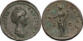 Faustina I, wife of Antoninus Pius (died 141 AD).. AE Sestertius, Rome mint