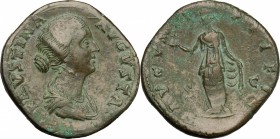 Faustina II, wife of Marcus Aurelius (died 176 AD).. AE Sestertius, Rome mint
