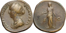 Faustina II, wife of Marcus Aurelius (died 176 AD).. AE Sestertius, Rome mint