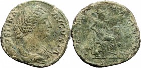 Faustina II, wife of Marcus Aurelius, daughter of Antoninus Pius and Faustina senior (died 176 AD).. AE Sestertius