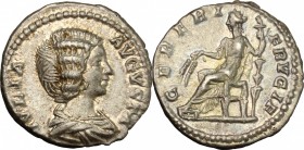 Julia Domna, wife of Septimius Severus (died 217 A.D.).. AR Denarius, Rome mint, c. 196-211 AD