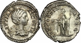 Plautilla, wife of Caracalla (died 212 AD).. AR Denarius, Rome mint