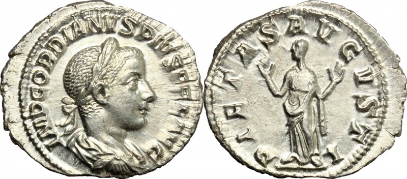 Gordian III (238-244). AR Denarius, special issue for marriage of Gordian III an...