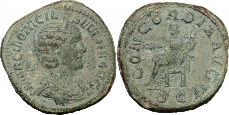 Otacilia Severa, wife of Philip I (244-249). AE Sestertius, Rome mint, 246 AD. D...