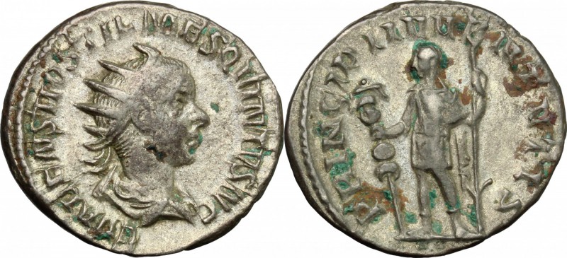 Hostilian as Caesar (251 AD). AR Antoninianus. D/ C VALENS HOSTIL MES QVINTVS NC...