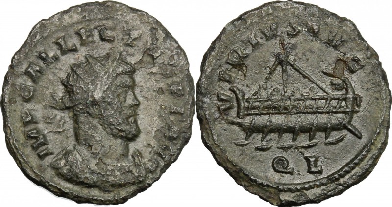 Allectus (293-296). AE Quinarius, London mint. D/ IMP C ALLECTVS P F AVG. Radiat...