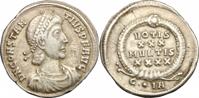 Constantius II (337-361). AR Siliqua, Constantinople mint, 351-355 AD. D/ DN CON...