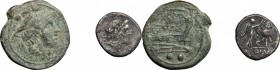 Roman Republic.. Multiple lot of two (2) anonymous coins: AE Sextantal Sextans, Cr. 56/6, g. 7.55, mm. 22, AR Quinarius, Cr. 373/1b, g. 1.64, mm. 14.0