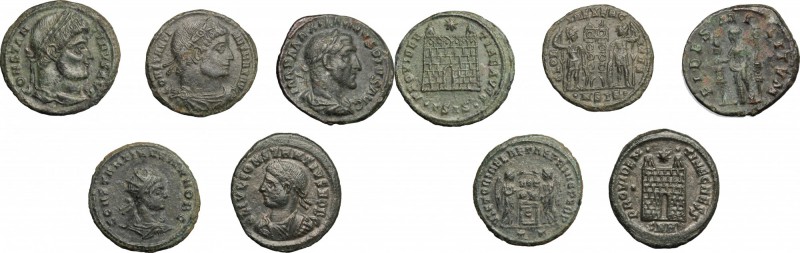 Roman Empire. Multiple lot of five (5) unclassified AE coins of 3rd-4th centurie...