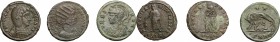 Roman Empire. The family of Constantine the Great.. Multiple lot of three (3) unclassified AE Folles of Helena, Fausta and Urbs Roma