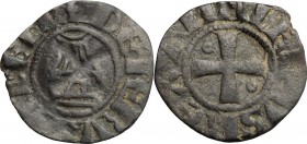 Gerusalemme.  Amalrico I di Gerusalemme (1163-1174). Denaro con la rappresentazione della Chiesa del Santo Sepolcro