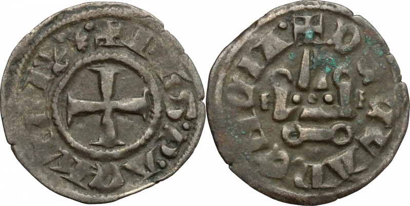 Chiarenza. Filippo di Taranto (1294-1313). Denaro tornese. Schl. tav. XII, 21. M...