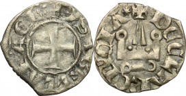 Chiarenza.  Isabella di Villehardouin (1297-1301). Denaro tornese