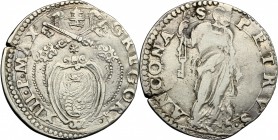 Ancona.  Gregorio XIII (1572-1585).. Testone con stella sulla cimasa