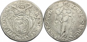 Ancona.  Gregorio XIII (1572-1585).. Testone con giglio sulla cimasa
