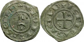 Brindisi o Messina.  Federico II (1197-1250).. Mezzo denaro, 1242