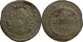 Corte.  Pasquale Paoli, Generale (1762-1768). 4 soldi 1764