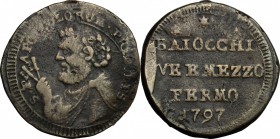 Fermo.  Pio VI (1775-1799). Sampietrino da 2 e 1/2 baiocchi 1797