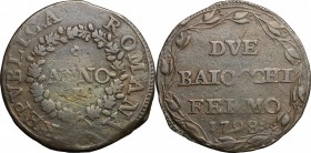 Fermo.  Repubblica Romana (1798-1799).. Due baiocchi A. I, 1798